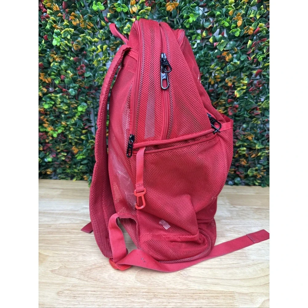 Nike Brasilia Mesh Backpack Color Sports Training Bag Swoosh BA6050-657 Red USED